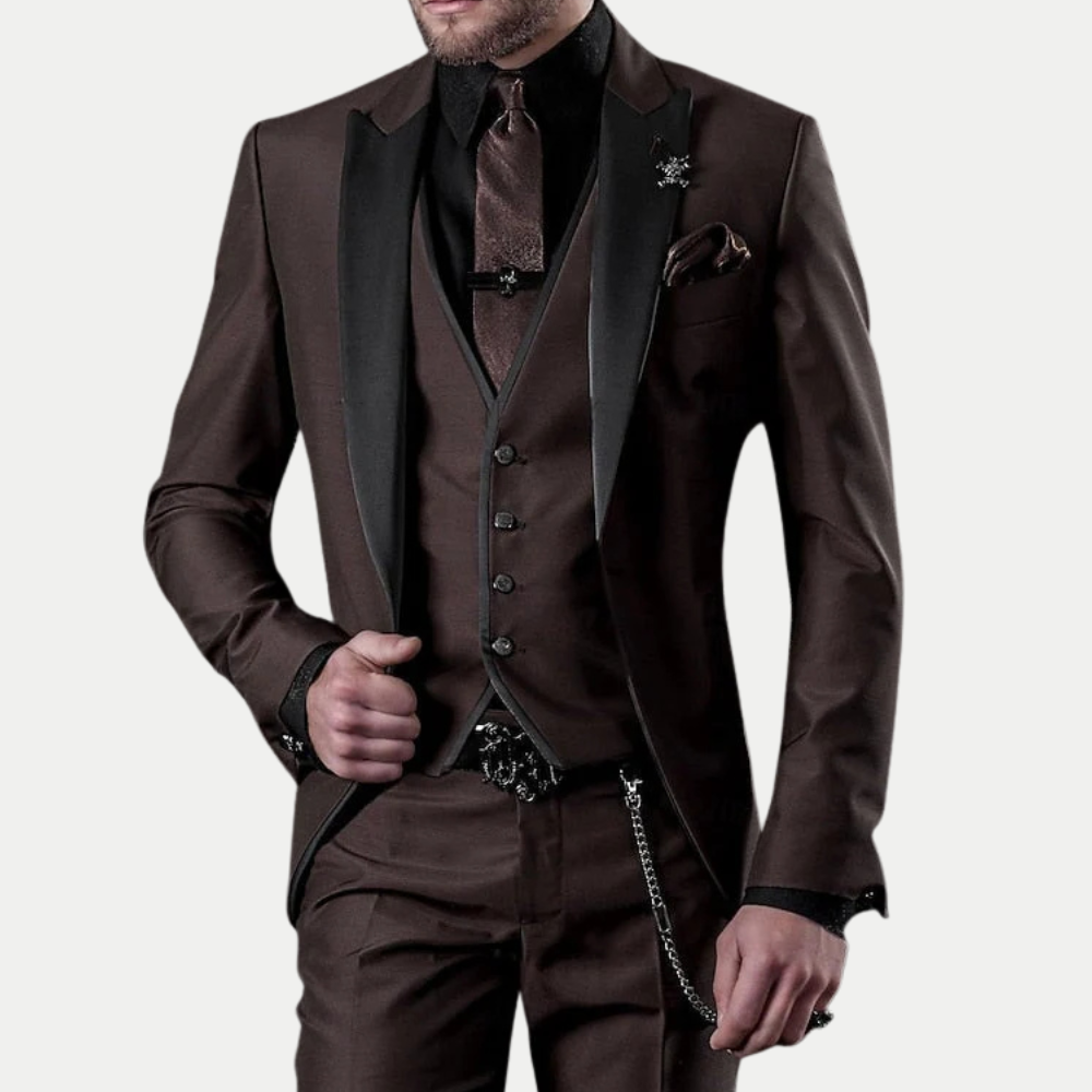 Slim Fit Three Piece Tuxedo Suit for Men