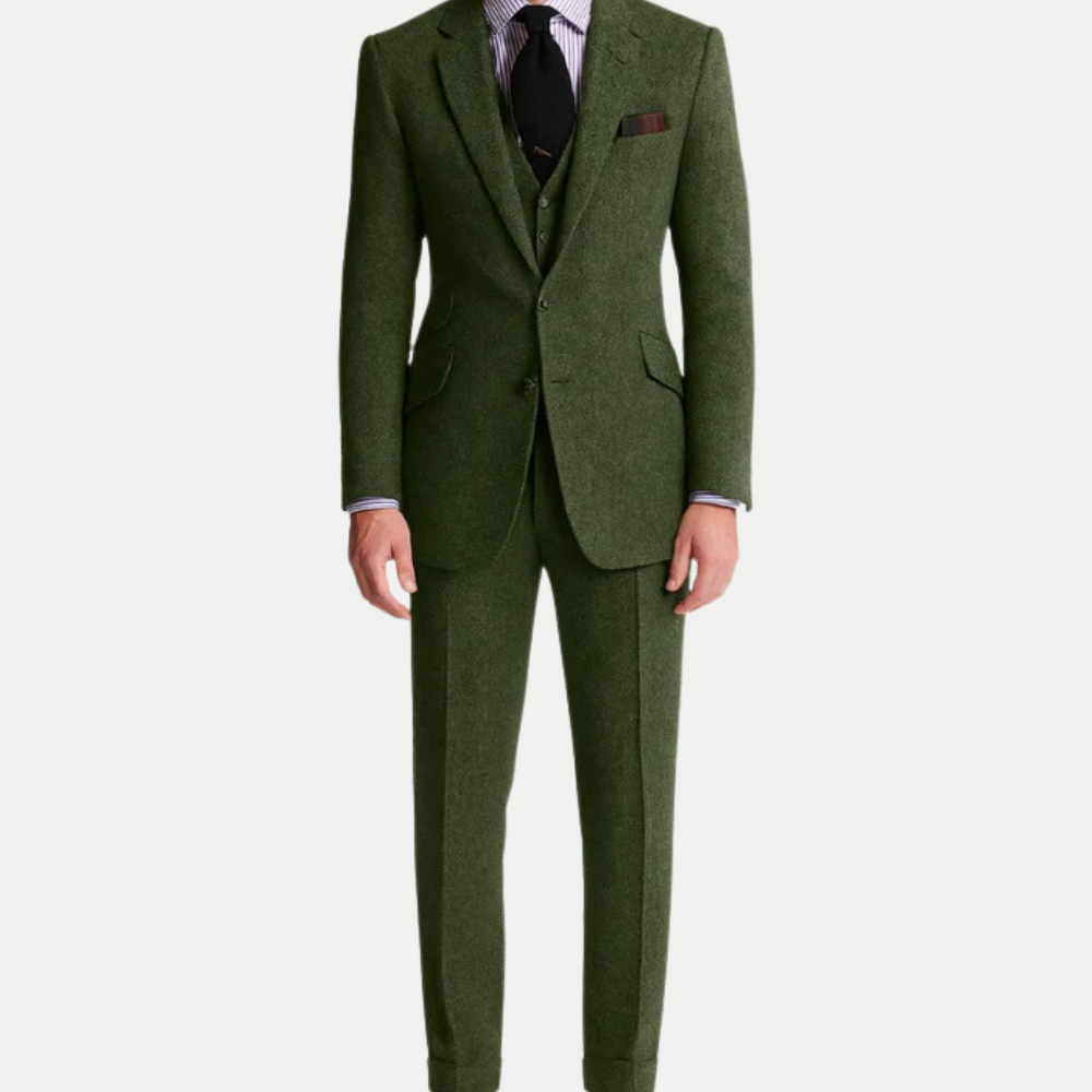 Wool Tweed Three Piece Suit for Men