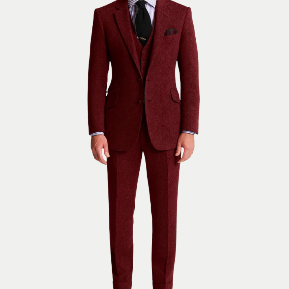 Wool Tweed Three Piece Suit for Men