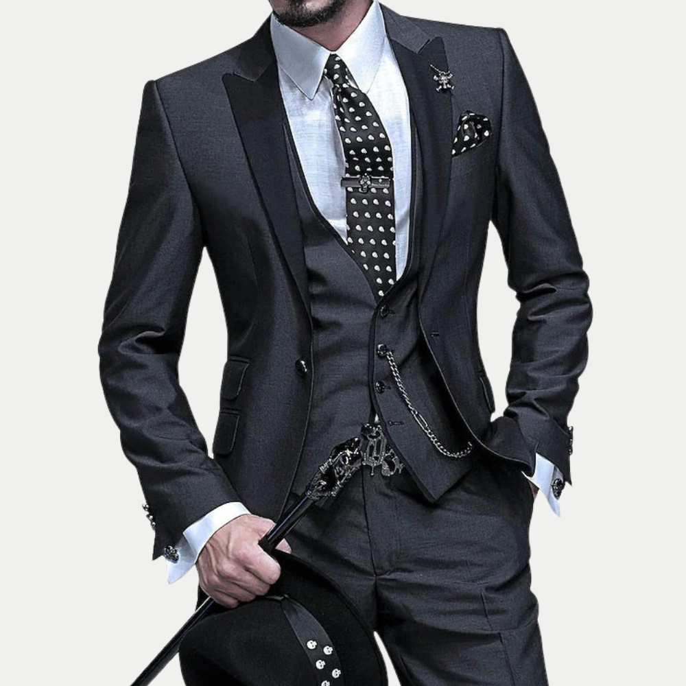 Slim Fit Three Piece Tuxedo Suit for Men