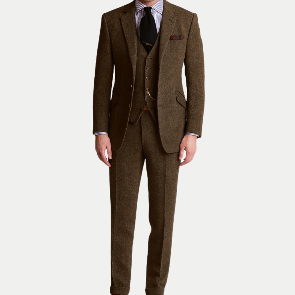 Wool Tweed Three Piece Suit for Men
