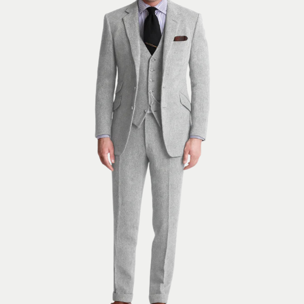 Wool Tweed Three Piece Suit for Men