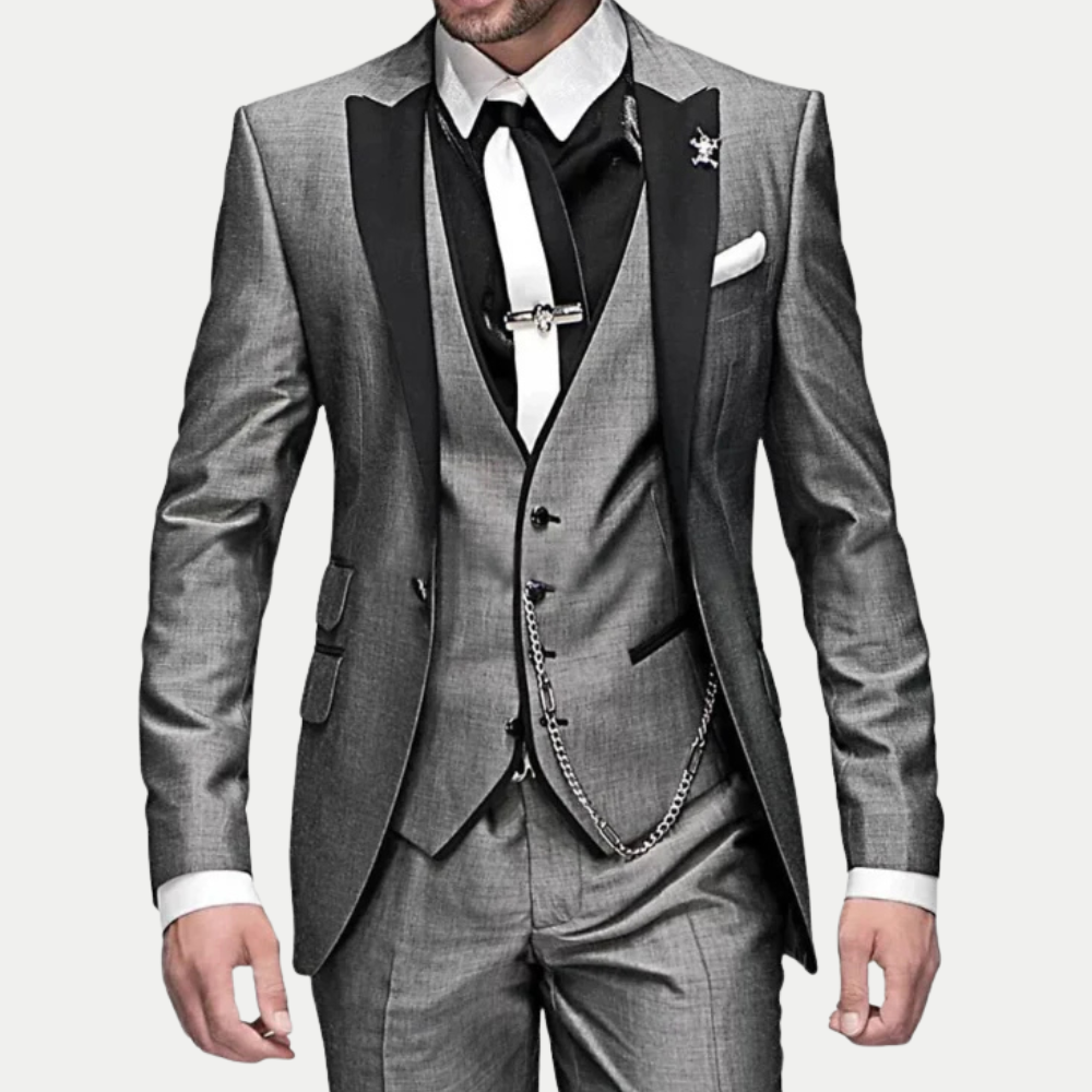 Slim Fit Three Piece Tuxedo Suit for Men