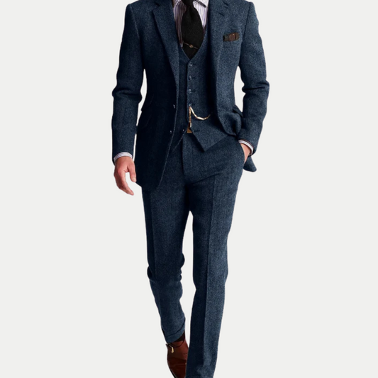 Wool Tweed Three Piece Suit for Men
