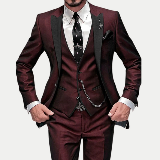Slim Fit Three Piece Tuxedo Suit for Men