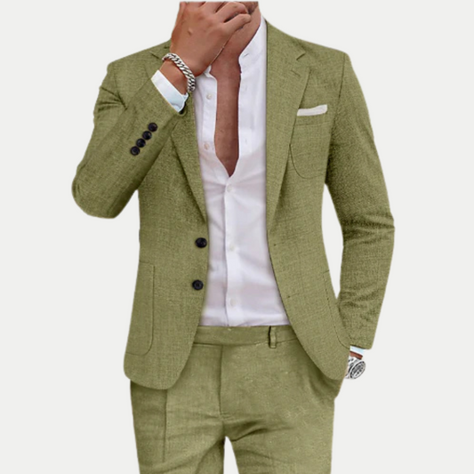 Linen Two Piece Casual Suit for Men