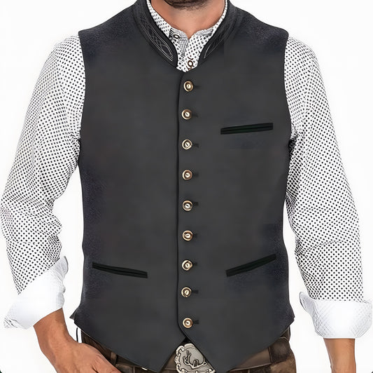 Wool Button Down Waistcoat Vest for Men